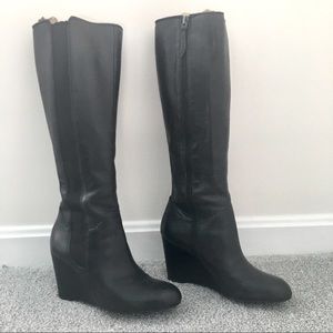 Franco Sarto knee high black boots 3” heel